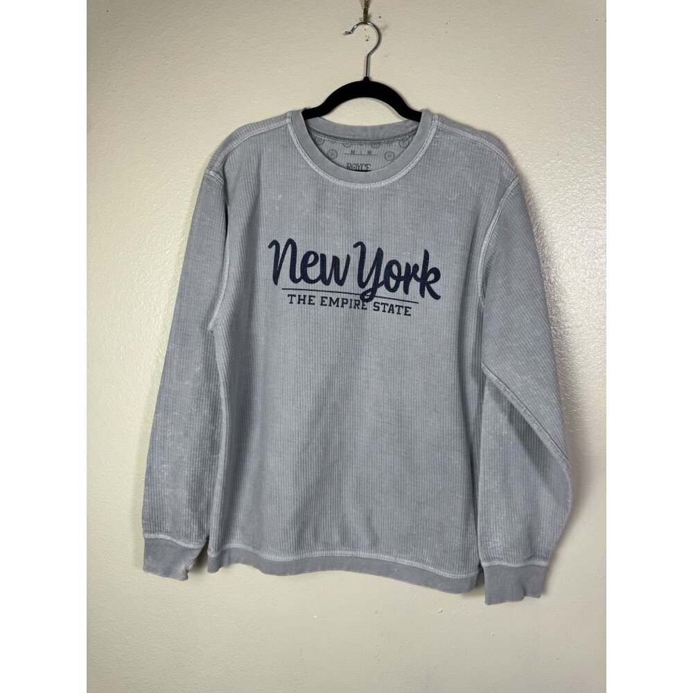 Royce New York Empire State Ribbed Graphic Sweatshirt Sz Medium Gray Crewneck